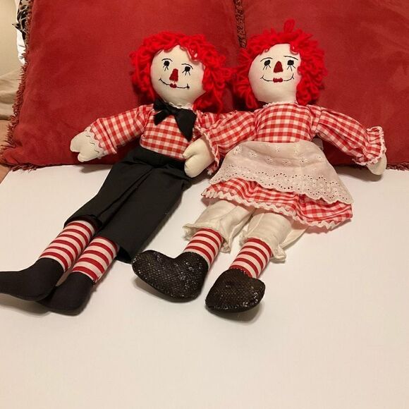 Vintage Handmade Raggedy Ann and Andy, 20” 
Cottagecore, Christmas, Country - Picture 2 of 10
